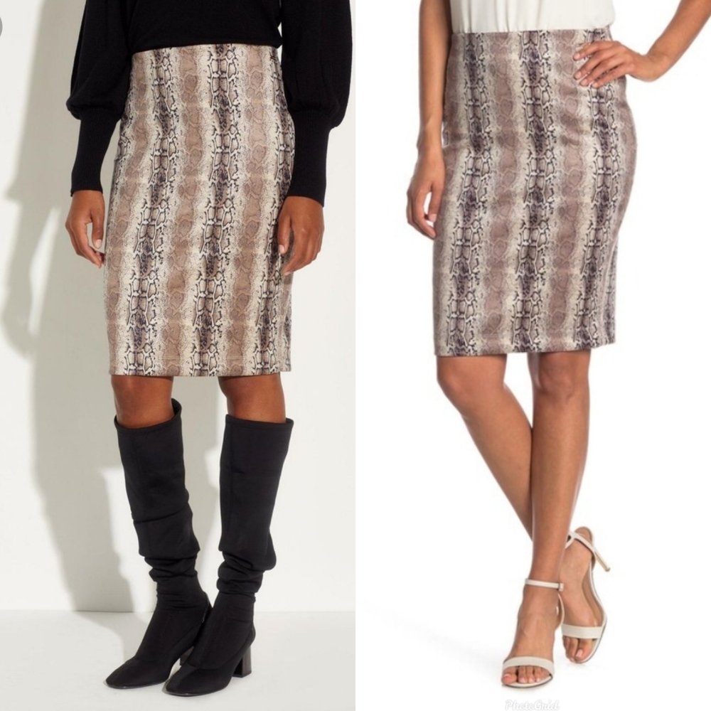 EUC Tahari Cut & Sewn Snake Print Pull-on Pencil Skirt Size Small
